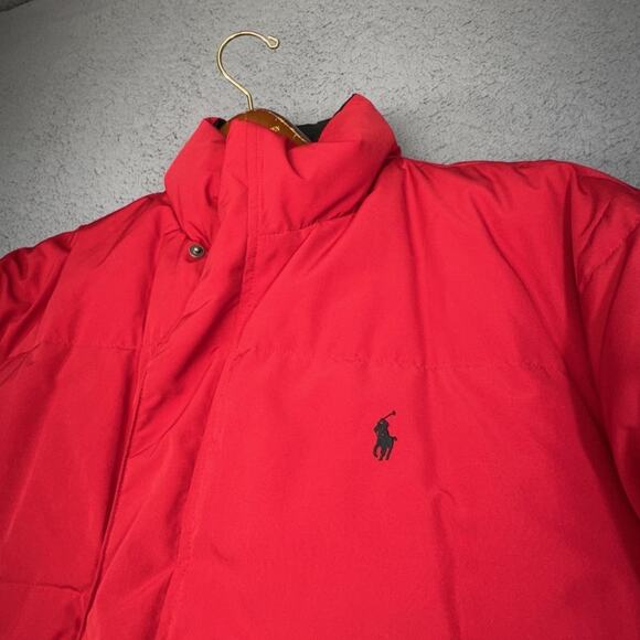 Polo Ralph Lauren Jacket Mens Large Black Red Down Reversible Puffer Winter Coat - Picture 5 of 16